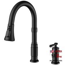 2 Hole Black Kitchen Faucet with Pull Down Sprayer, Matte Black Rustic