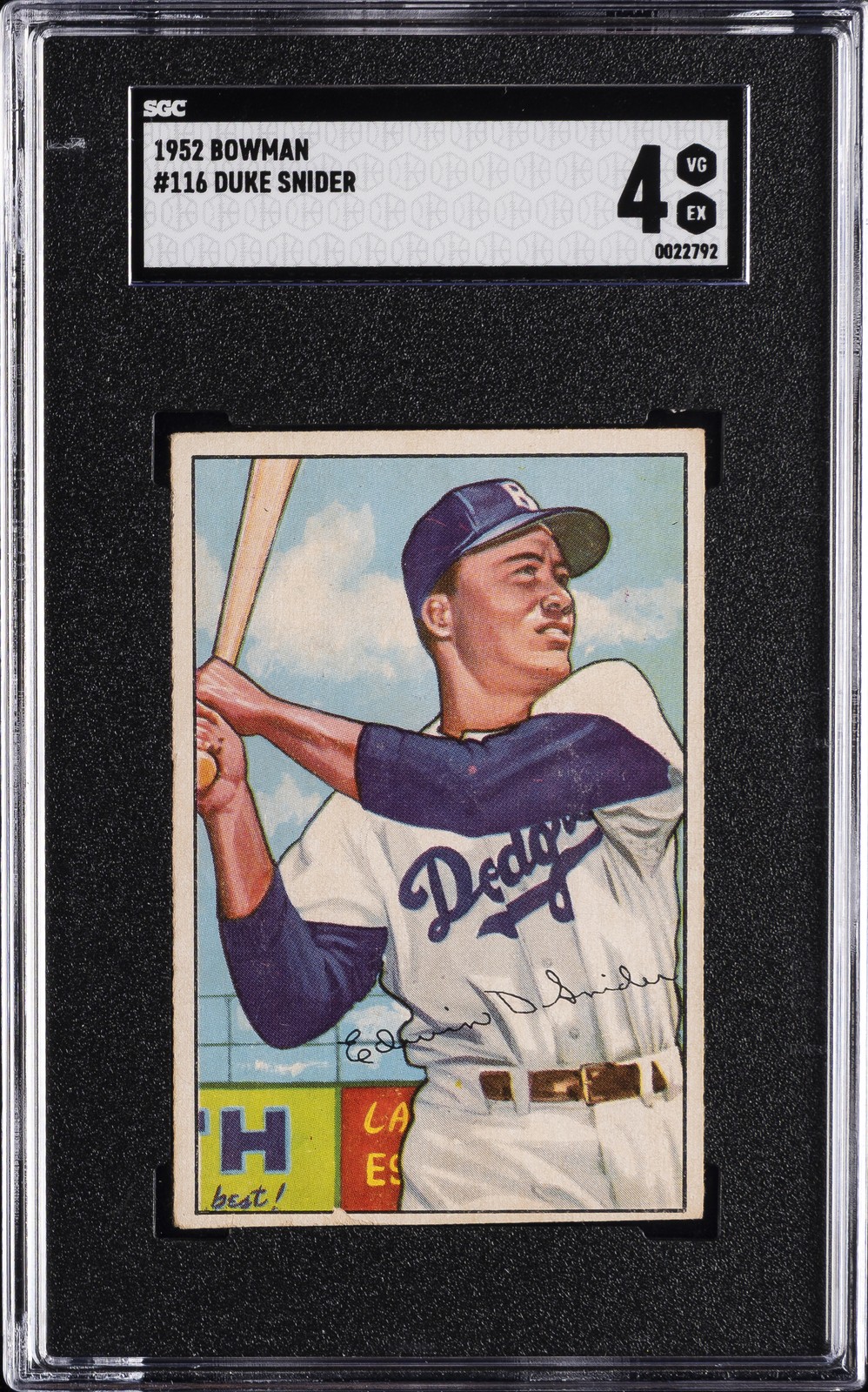 1952 BOWMAN #116 DUKE SNIDER SGC 4