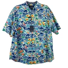 NWT Crown & Ivy Motion Flex Button-up “Hawaiian” Print Men’s Shirt Size XL