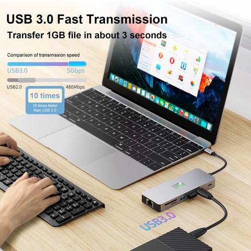 11 in 1 TYPE-C to RJ45 Gigabit USB3.0 HDMI VGA Audio USB-C data SD/TF PD100W S1 - Picture 3 of 15