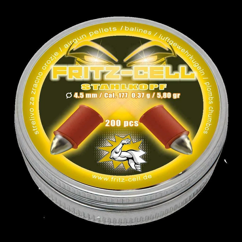 WALTHER 1 x 200 Fritz Cell Stahlkopf 4,5 mm Diabolos Spitzkopf, Luftgewehr, Luftpistole