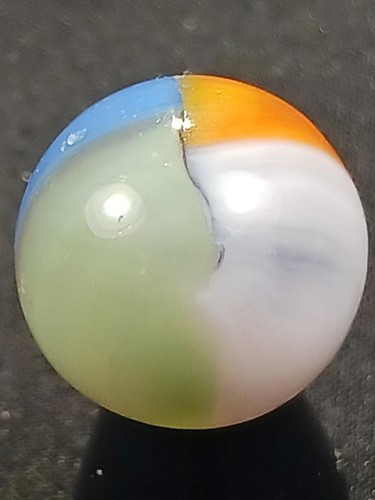 Vitro .57" Celadon Green Orange Blue Tiger Eye Near Mint Serious Marble A302 - Picture 11 of 12