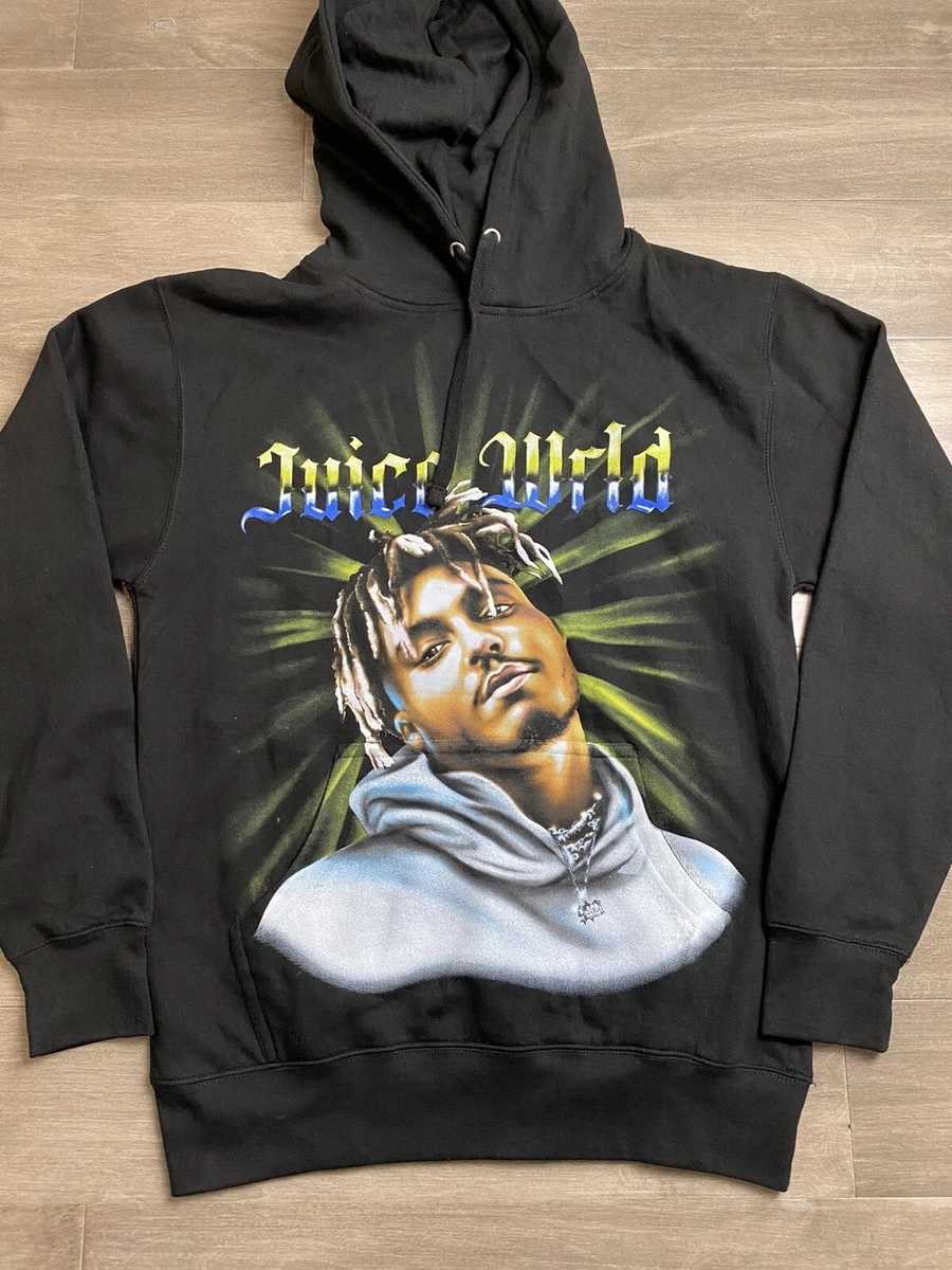 JUICE WRLD Hoodie Mens Small Black Sweatshirt Rap Hip Hop Face Logo