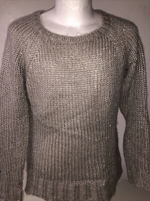 Pull Femme Tricoté Harley-Davidson - Taille L - Gris à Paillettes (sequins) - Col Ouvert - Neuf Avec étiquette (NWT)