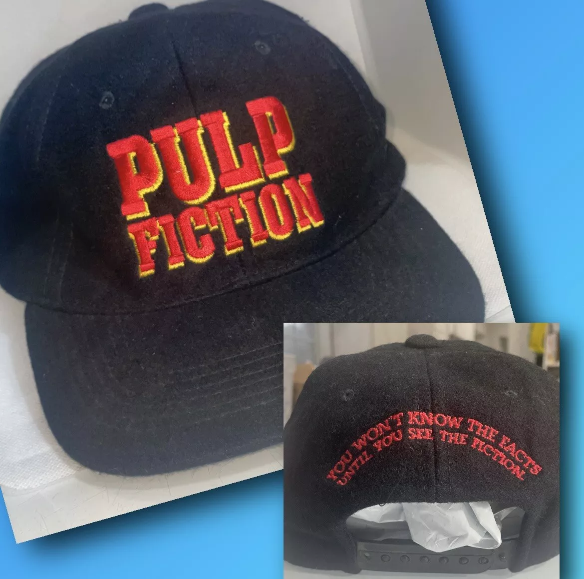 Vintage 90s Pulp Fiction Movie Promo Hat Rare You Won’t Know The Facts on back!