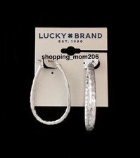 Lucky Brand Matte Silver Tone Hammered Oval H...