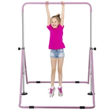 Expandable Gymnastics Bars Height Adjustable Junior Training Bar for Home Pink