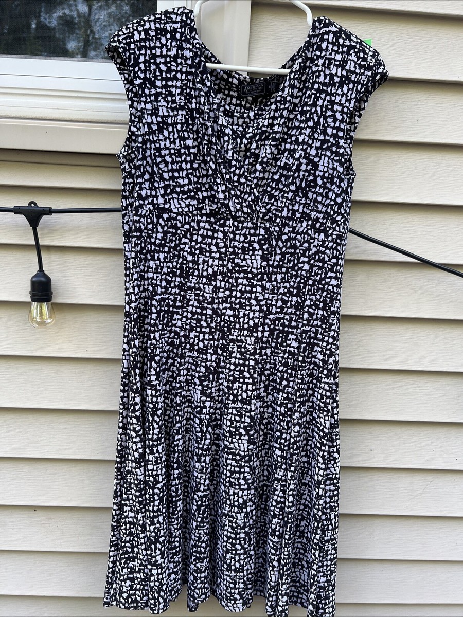 Womens Dress w/ Beading by American Living Sz 14 Black And White Gorgeous Dress
