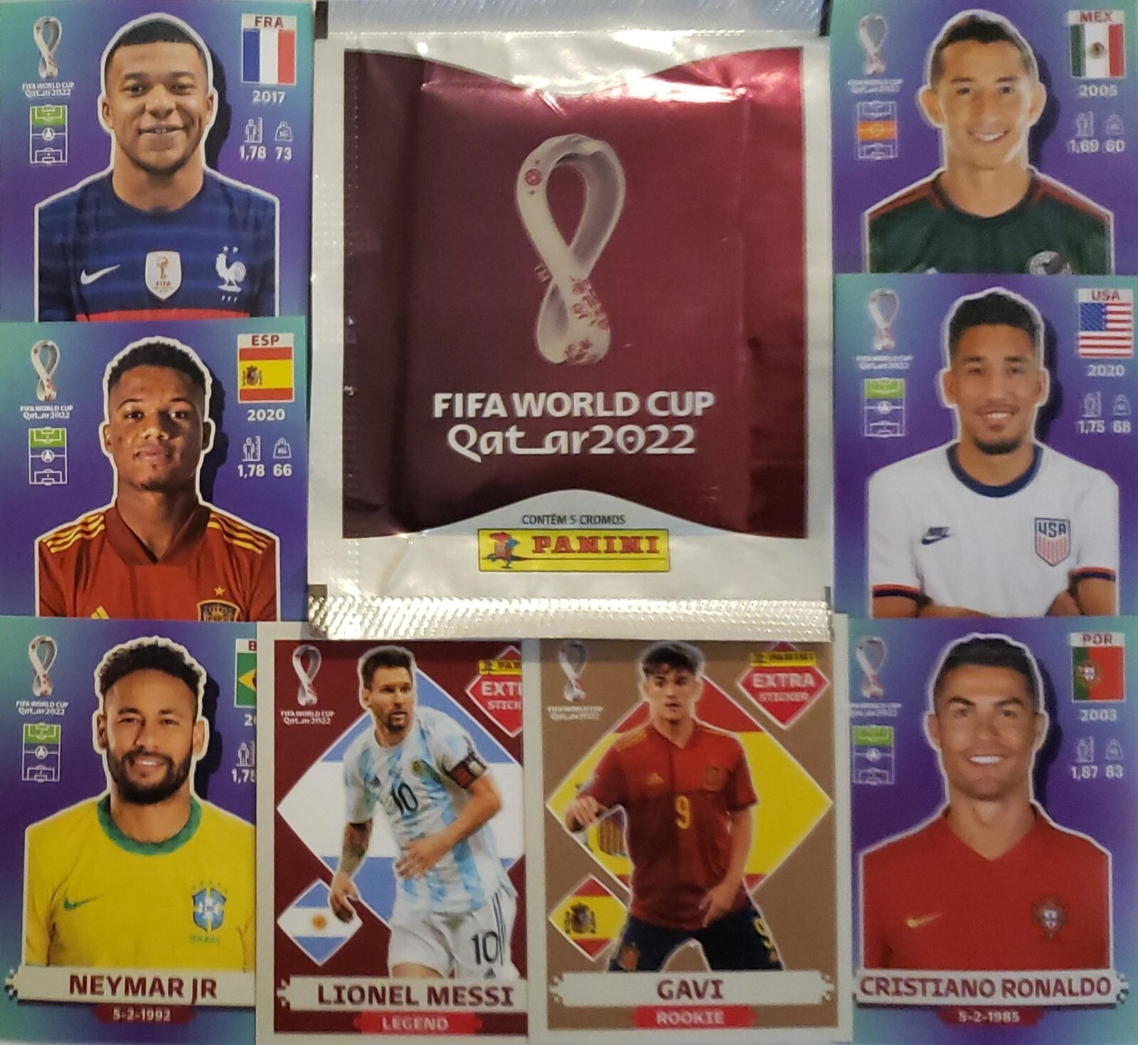 Panini World Cup Qatar 2022 Packs - Blue NO Border Version - Pick Any Quantity.