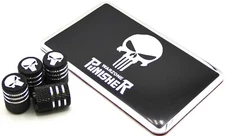 Punisher Tire Valve Caps With Punisher Emblem Sticker Decal 3.12" x 2" [BUNDLE]