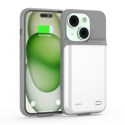 6800mAh For iPhone 15 PLUS Battery Charger Power Bank Charging Case White