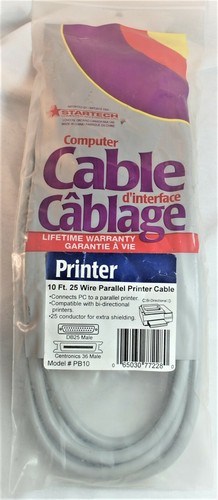 Bidirectional parallel printer cable DB25M-CN36M Centronic 10’ feet Startech - 第 2/2 張圖片