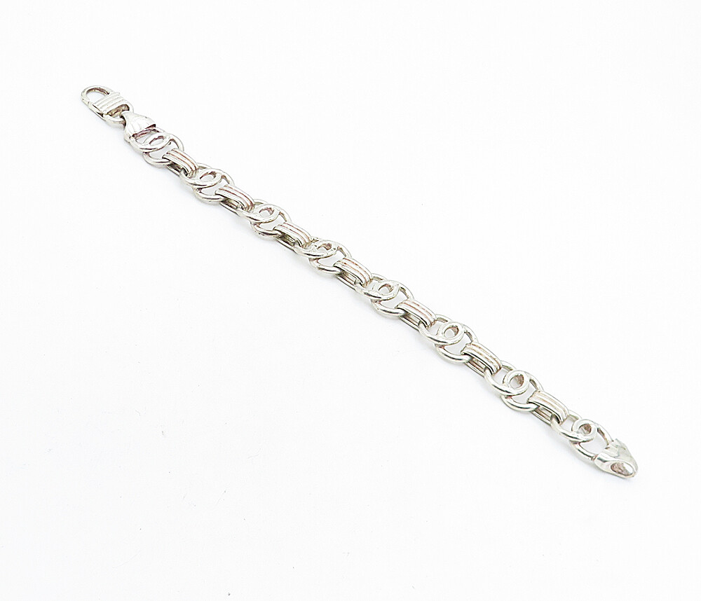 925 Sterling Silver Vintage Shiny Fluted Round Link Chain Bracelet BT3254 925 Sterling Silver Vintage Shiny Fluted Round Link Chain Bracelet BT3254