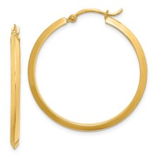 14k Yellow Gold Polished Hoop Earrings 2.02g, L-32.75mm, W-31.75mm for Mom