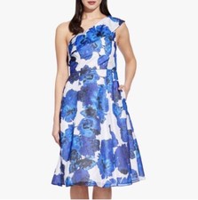 NWT! Size: 10 Adrianna Papell One Shoulder Floral Fit-and-Flare Dress