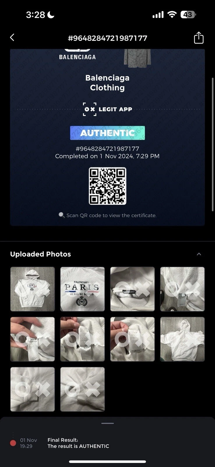 XS Felpa con cappuccio Balenciaga Bandiera Parigi in cotone uomo bianca