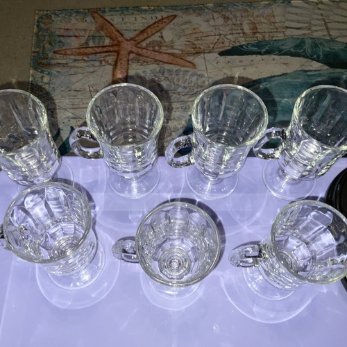 Libbey Milan Clear Glasses Irish Coffee Mugs Paneled Stem 5-3/4" Tall Set of 7 - Picture 4 of 23