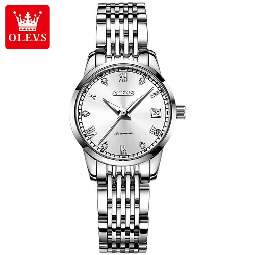 OLEVS Orologio Meccanico Automatico Data Acciaio Impermeabile Orologi da polso Donna - Foto 13 di 17