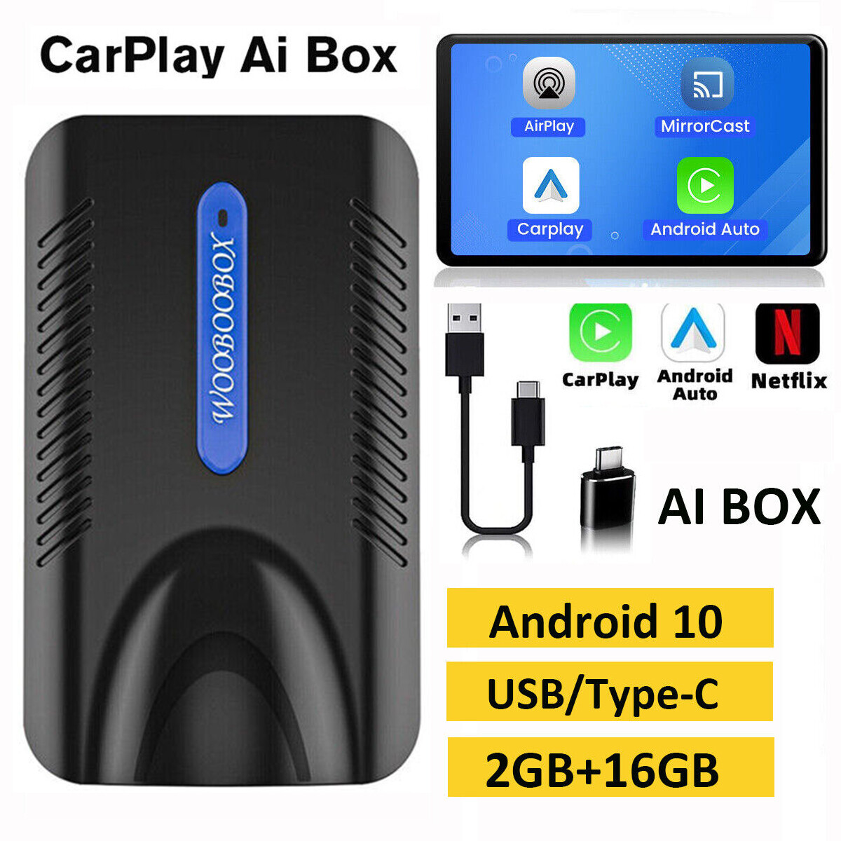 Carplay AI Box Wireless Carplay Android Auto Adapter Car