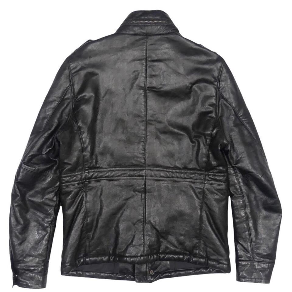 BEAMS Men s L rank All Leather Down Jacket Beams Black Batting Leather ...