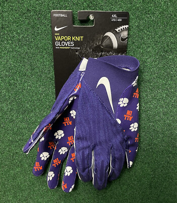 4XL Nike Vapor Knit Clemson Tigers Football Gloves Purple