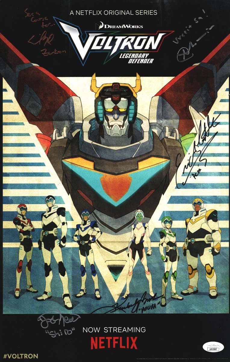 VOLTRON LEGENDARY DEFENDER Cast x5 Signed 11x17 Autograph Poster