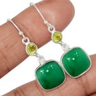 Green Onyx & Peridot 925 Sterling Silver Earrings Jewelry CE45722