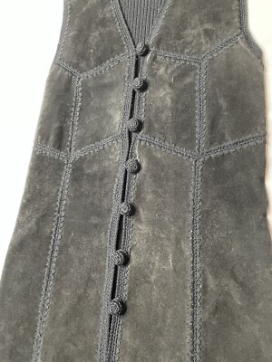 Prada Vintage Fall 1993 Black Knit Suede Leather Russian