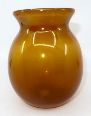 Crystal Vision Studios FL Hand Blown Art Glass Vase Gold 2003 5 5/8'' Tall (F)