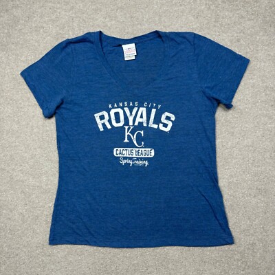 KC Royals Women's Shirt Size L Blue MLB Baseball Outdoor V