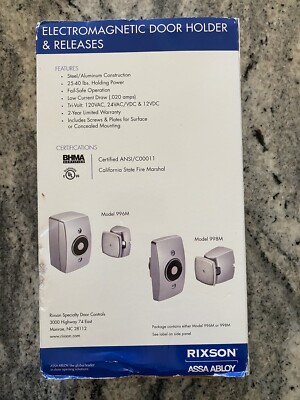 Rixson Assa Abloy 996M Wall Mounted Electromagnetic Door Holder & Release