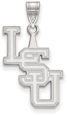 14K White Gold Louisiana State University Large Pendant by LogoArt (4W080LSU)