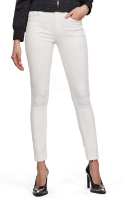 G-STAR RAW Damen High Skinny Ripped Edge Ankle Jeans Women Hose Weiss
