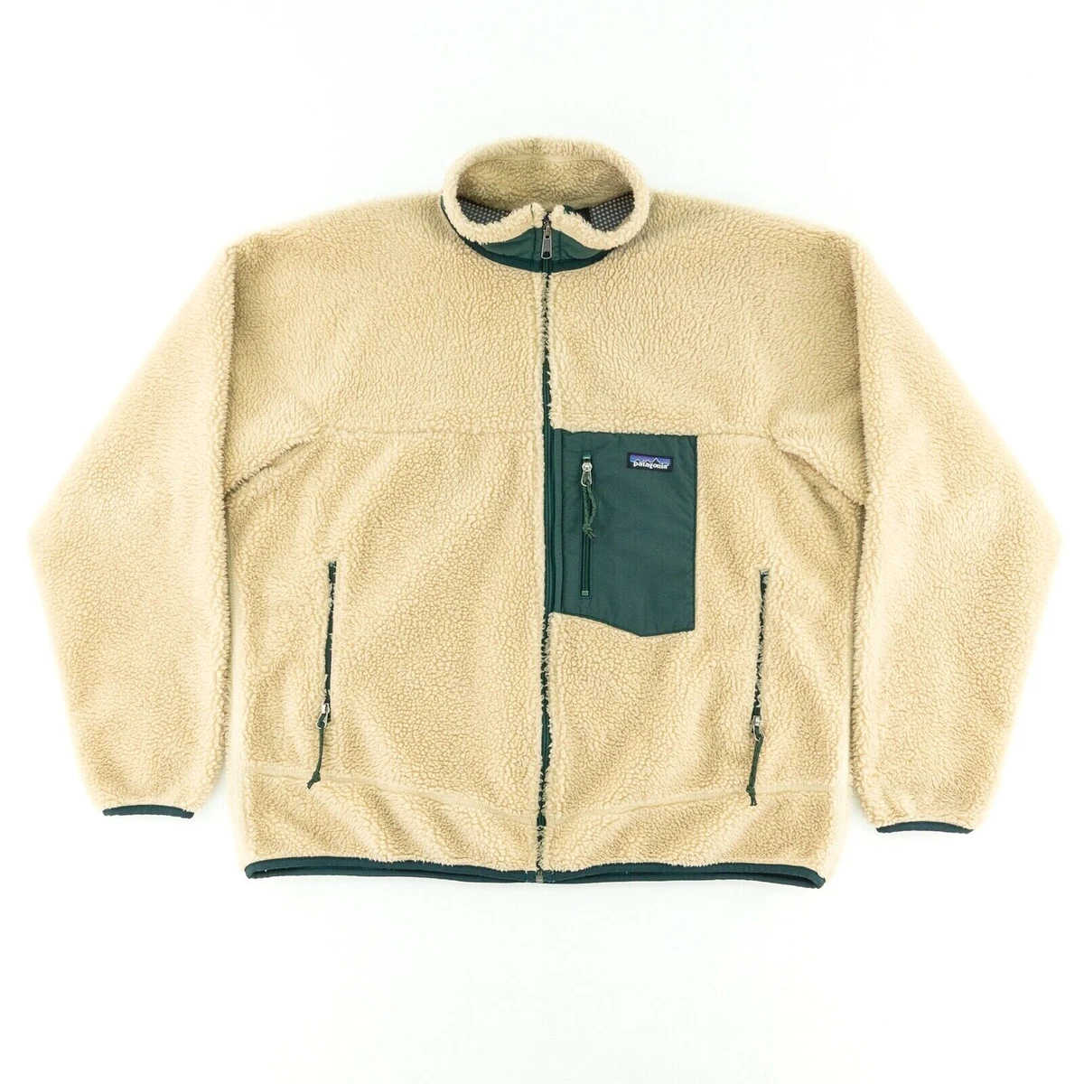 Patagonia Vintage 99 Mens XXL Retro X Deep Pile Fleece Jacket Natural Green  USA