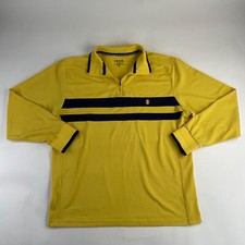 Izod Performance Sweater Large Yellow Mens 1/4 Zip Pullover Long Sleeve Used 63
