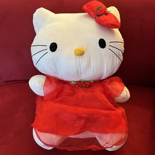 RARE Vtg Sanrio 90s Hello Kitty Nylon Parachute Red Dress Plush 14 No Tag