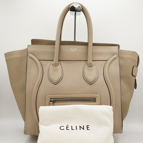 Celine Luggage Medium Shopper Handbag Leather Beige