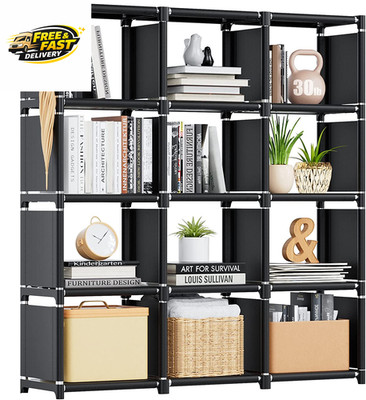 Book Shelf, 12 Cube Storage Organizer, DIY Bookcase, Metal Bookshelf,Tall Book C
