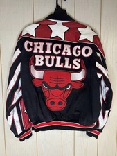 VINTAGE Chicago Bulls Jeff Hamilton Jacket Mens XLarge Reversible Leather Cotton