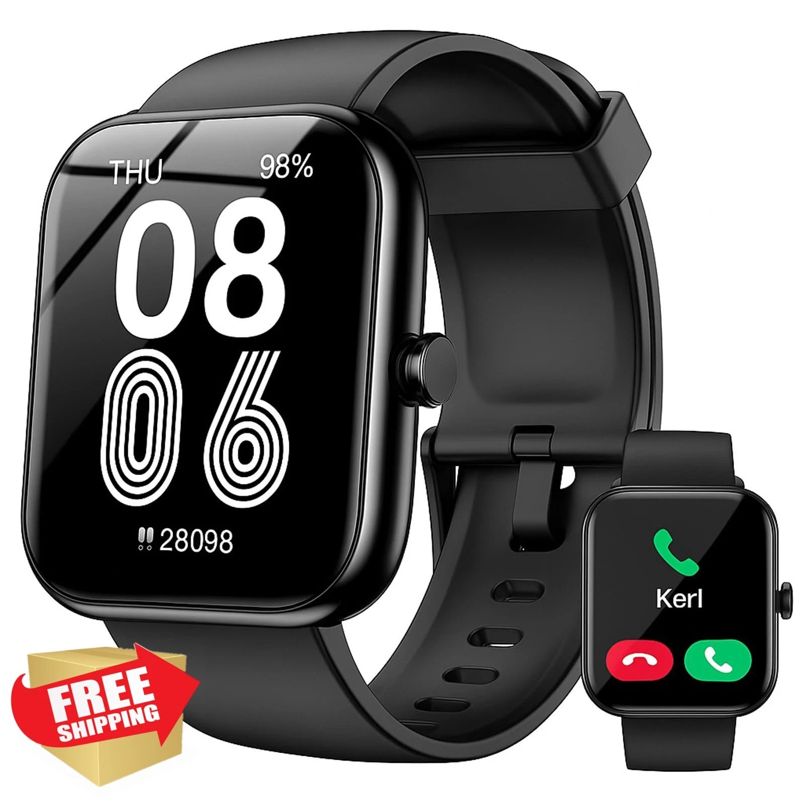 SENBONO Smartwatch Alexa 1.83" HD Call IP68 Heart Rate Black