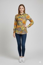 Vintage 70s Abstract Button Up Small