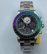 Invicta Pittsburg Steelers Watch Mens 40mm 44982 Steel Iridescent New