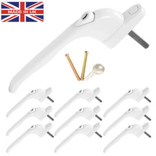 10 Pack Universal Window Handles White 41mm Lockable Window Handles with Keys UK