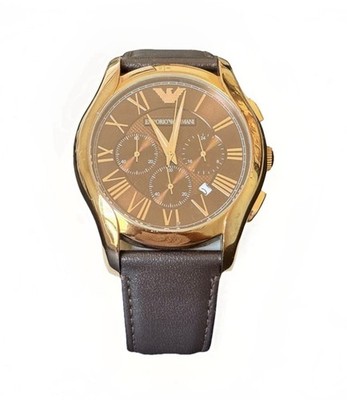 Emporio Armani AR-1701 Brown Leather Rose Gold Stainless Steel Wristwatch