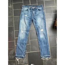 Levi Blue Denim Distressed Flared Jeans Size 34 x 30