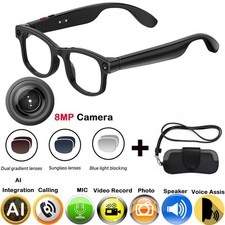 Smart glasses camera ai with 8MP camera and music player and earphone