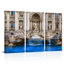Baroque Canvas Wall Art Italy Rome Architecture Painting Prints Rome Trevi Fo...