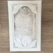 Vintage 1990  s Long Sleeve Satin And Lace Wedding Dress With Veil In Sealed Box