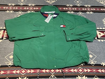 Tommy Hilfiger Flag Spellout Sailing Jacket Womens L Green T4