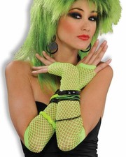 Fishnet Fingerless Long Costume Glove Green One Size